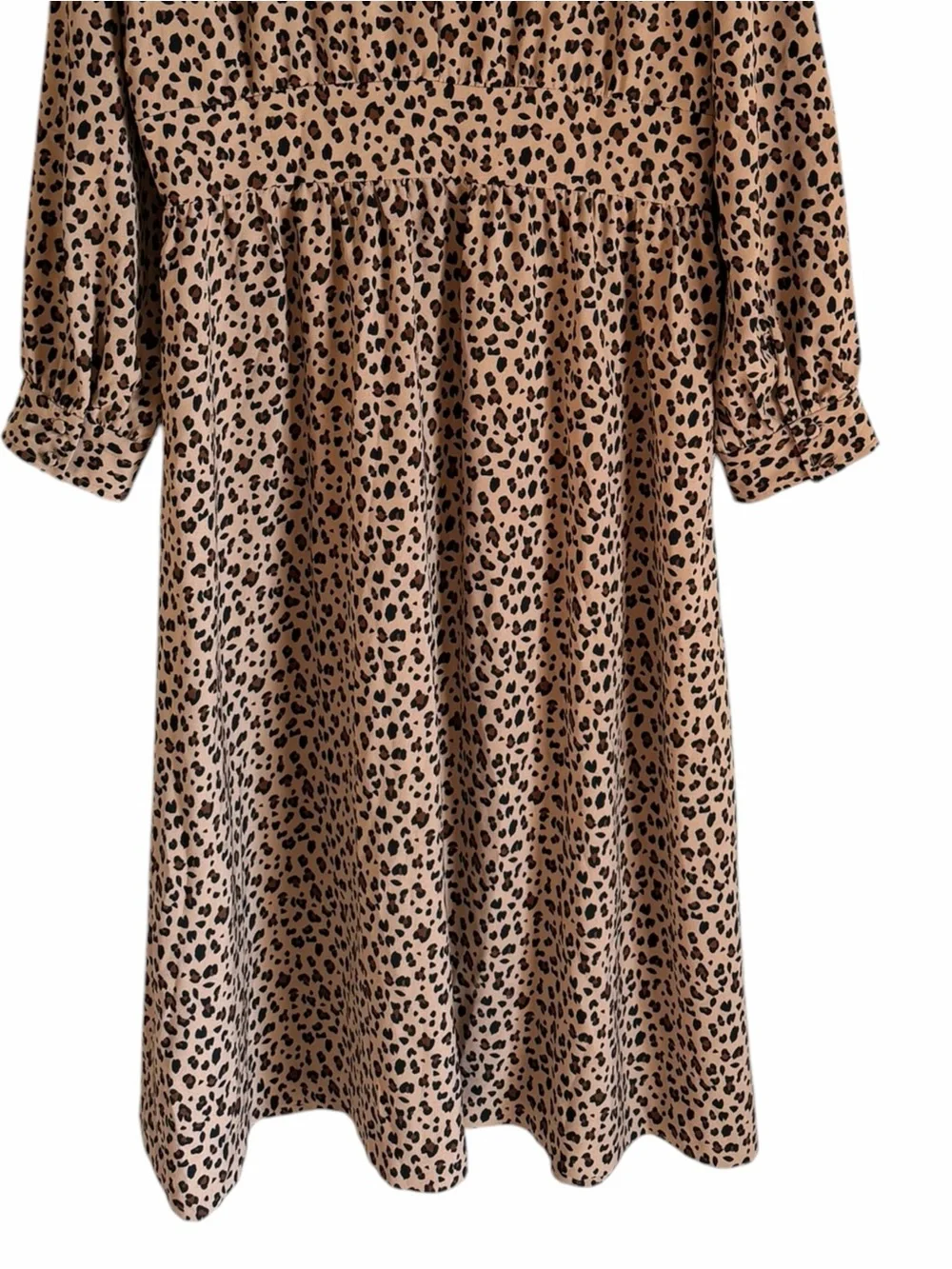 J. Crew Button-Front A-Line Midi Leopard Print Long Sleeve Dress Size 10